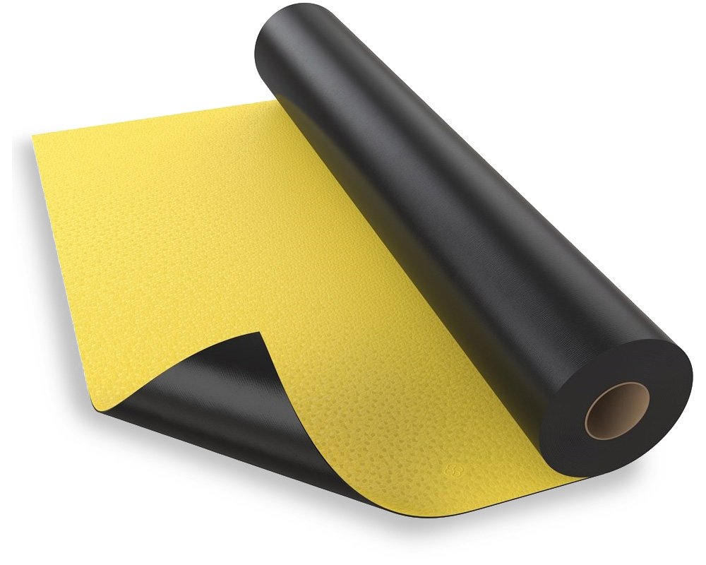 Pvc-Geomembrane Polyvinyl chloride (PVC) geomembrane liner, flexible and smooth, used for waterproofing in applications like reservoirs, tunnels, and decorative ponds.